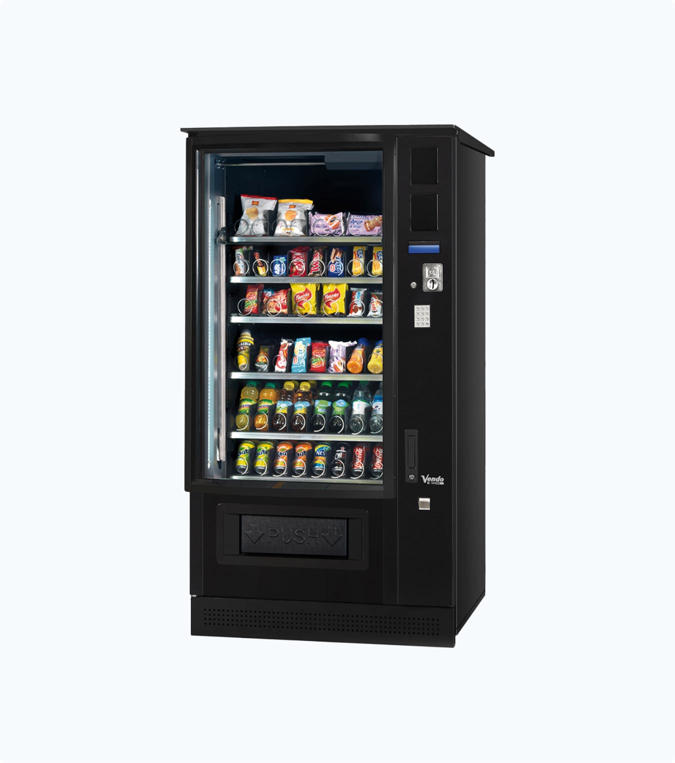 Covered outdoor drink vending machine at a work site