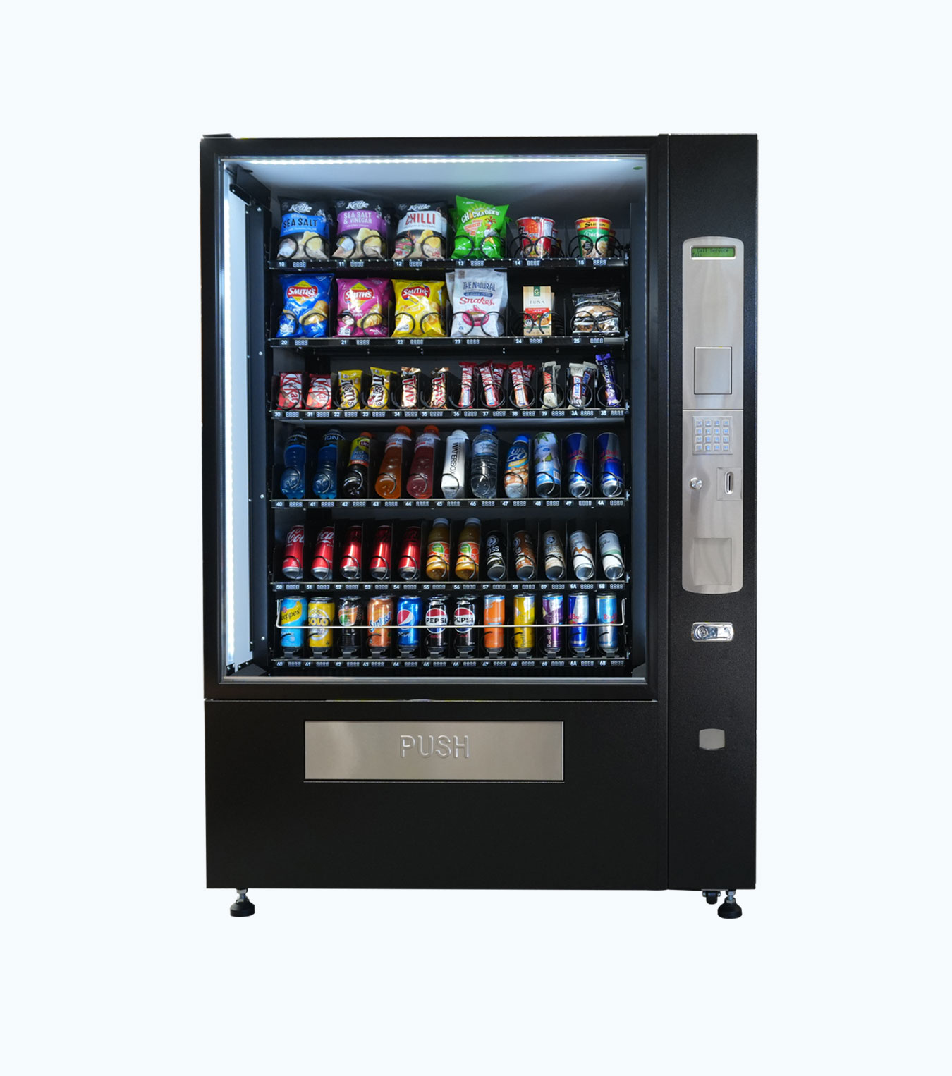 Smart cashless vending machine with touchscreen and tap-and-go reader in a Melbourne office