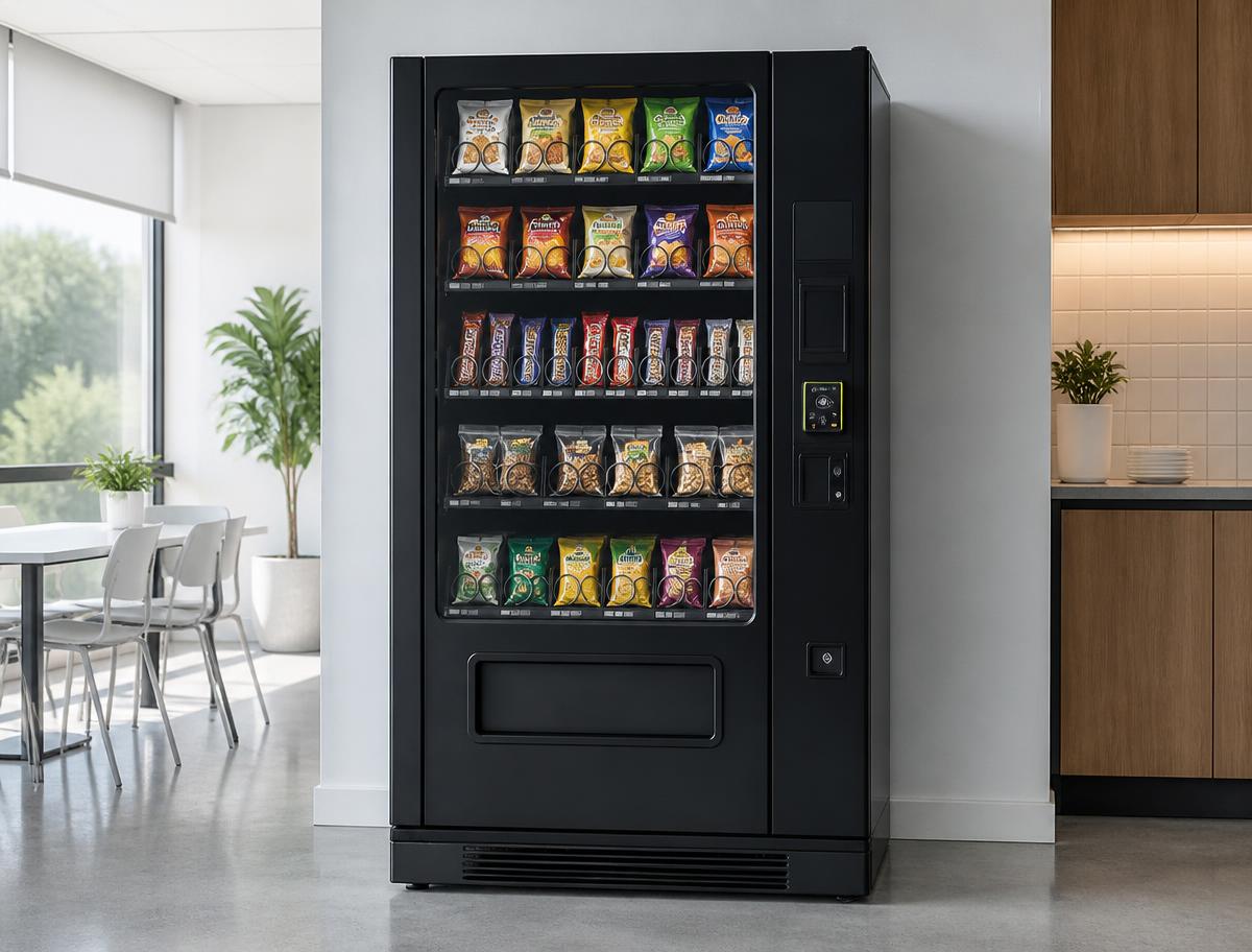 Snack vending machine installed in a Melbourne office breakroom