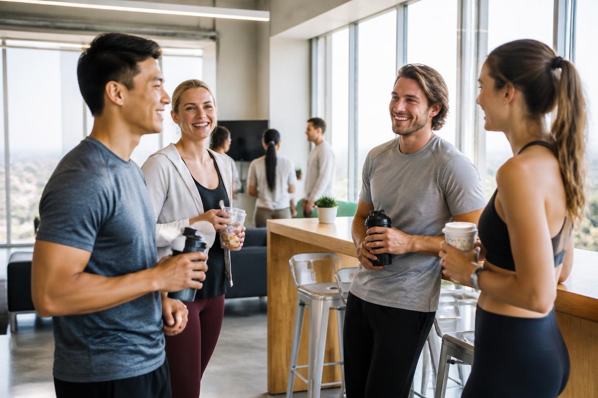Melbourne workers taking a break with snacks and cold drinks in an office breakroom